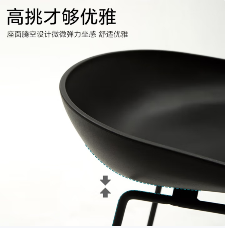 现代简约铁艺吧台椅商用高脚凳子家用带靠背吧台凳吧椅-蓝色高清大图