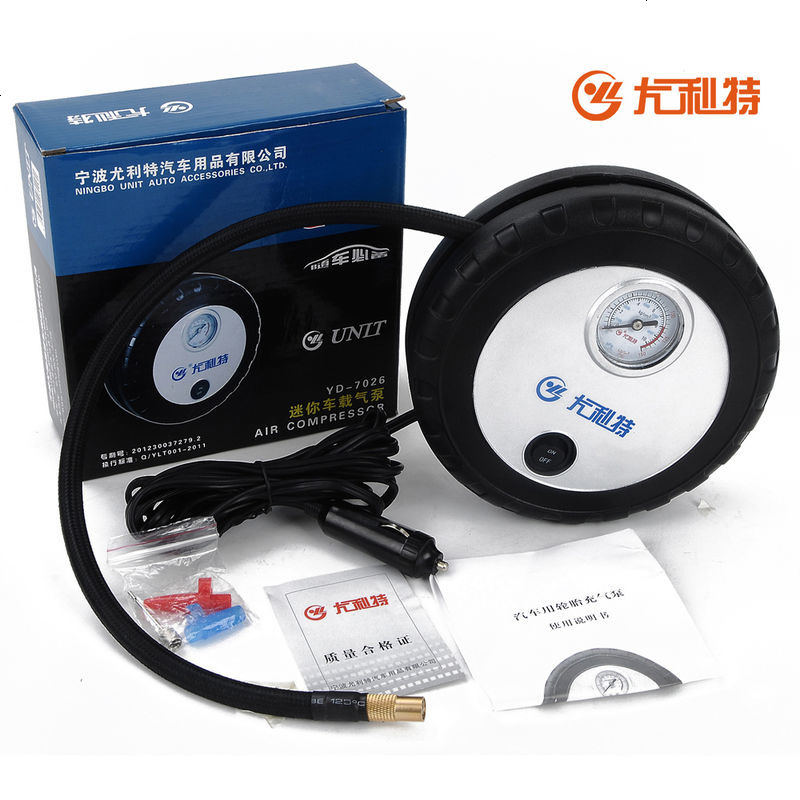 7026车载充气泵迷你测压汽车用轮胎打气泵点烟器便携式12V