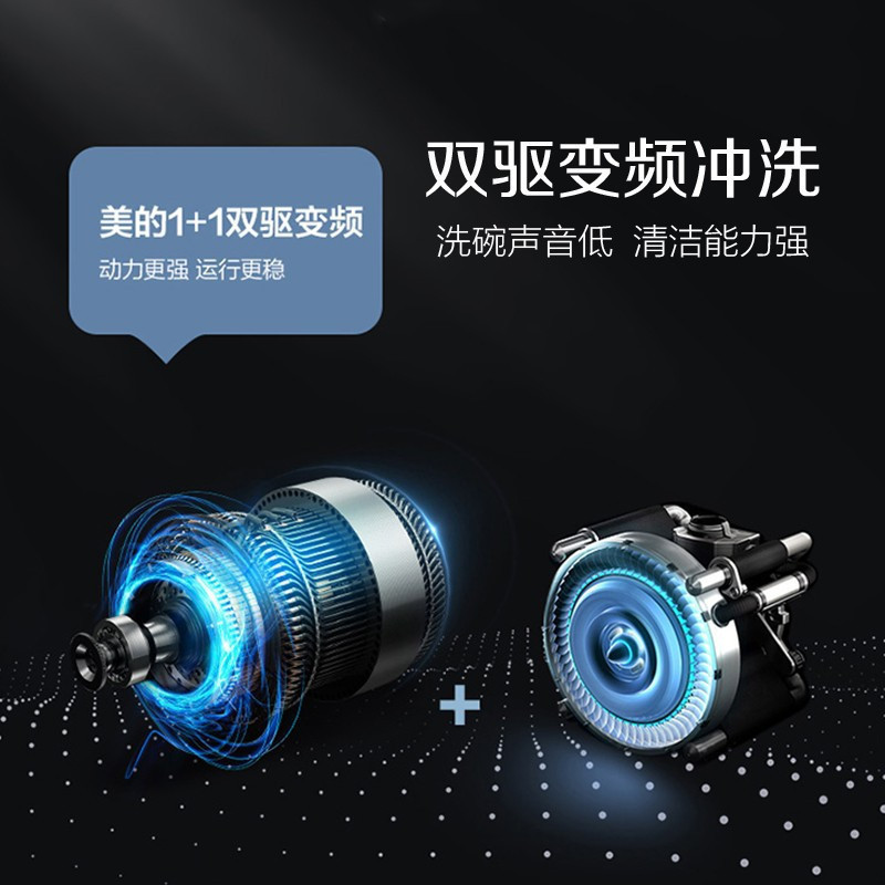 美的(Midea)洗碗机GX600 Plus 智能热风烘干 全自动家用立式嵌入式大容量消毒除菌刷碗机