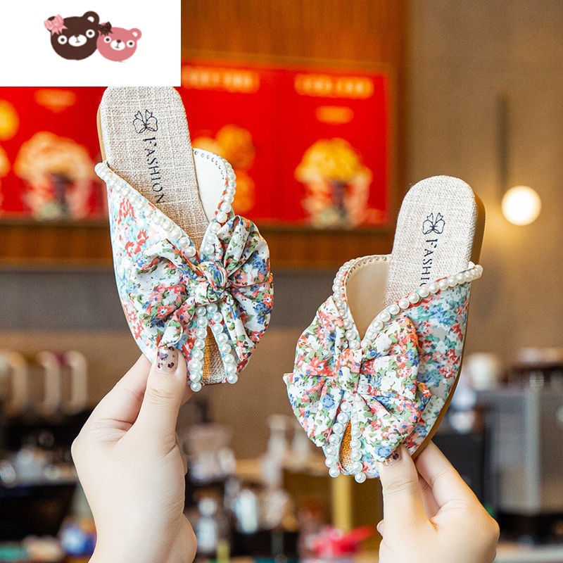 蝴蝶碎花凉鞋
