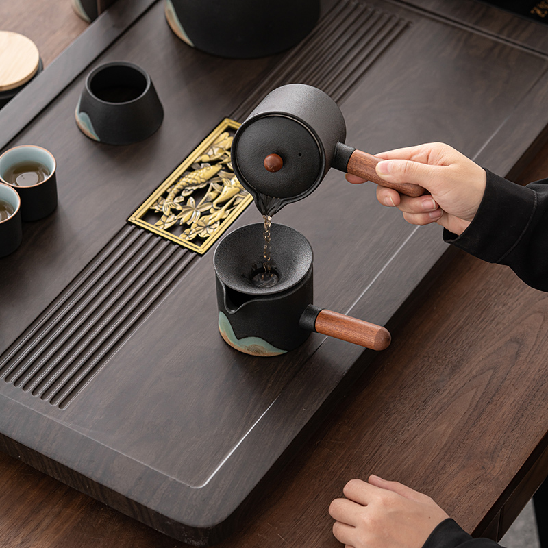 苏氏陶瓷(SUSHI CERAMICS)茶具套装自动烧水壶年年有余茶盘配整套国潮风釉画彩千里江山茶杯