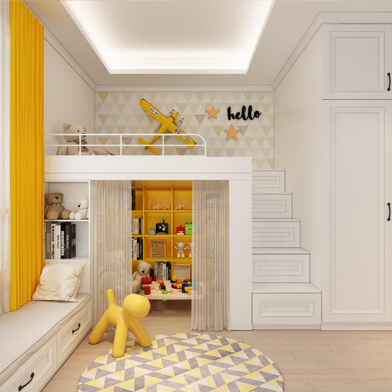 皮阿诺儿童房全屋定制 定制衣柜上下床双层床青少年房间 整体衣柜床