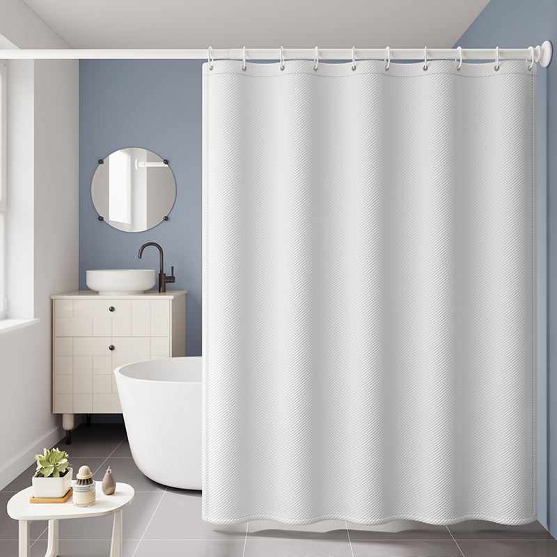 【补贴10%】浴室加厚浴帘布卫生间浴帘套装免打孔洗澡防水帘隔断帘门帘窗帘子 织布纯白 套装帘宽240*高200+3.0伸缩杆+环