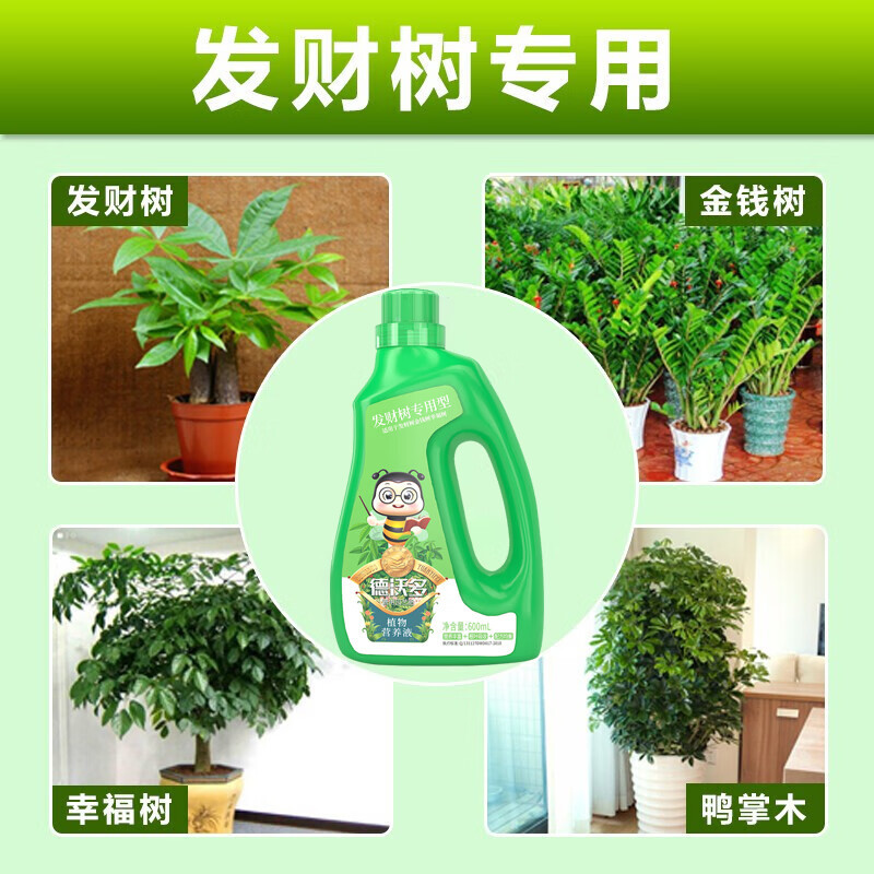 德沃多肥料 发财树植物营养液600ml+活力素50ml+生根粉园艺绿植花肥料叶面肥 单位:瓶