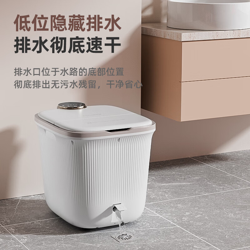 凯诗捷(KASJ)气囊按摩泡脚桶全自动足浴盆智能加热恒温K3白色