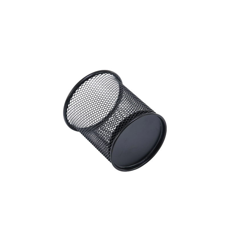 齐心 ZB0030 实用金属网格圆笔筒 黑 单个装高清大图