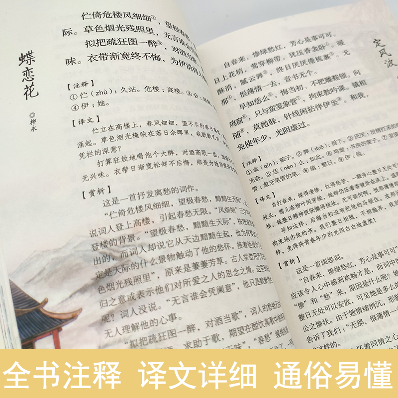 [正版] 宋词三百首元曲赏析精解原文译文注释中国古诗词大全集点评注释纳兰词论语诗经楚辞鉴赏辞典小学生初中青少年高清大图