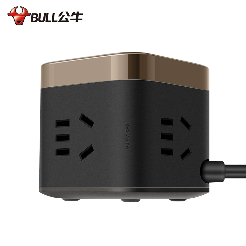 公牛(BULL)GNV-UU215T全长1.5米3USB+三位总控开关插座尊享版魔方防过充插座/接线板/插排/拖线板黑色