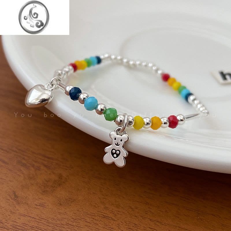 JiMi多巴胺彩色小熊串珠手链女2023年新款小众设计感学生闺蜜手饰手串图片