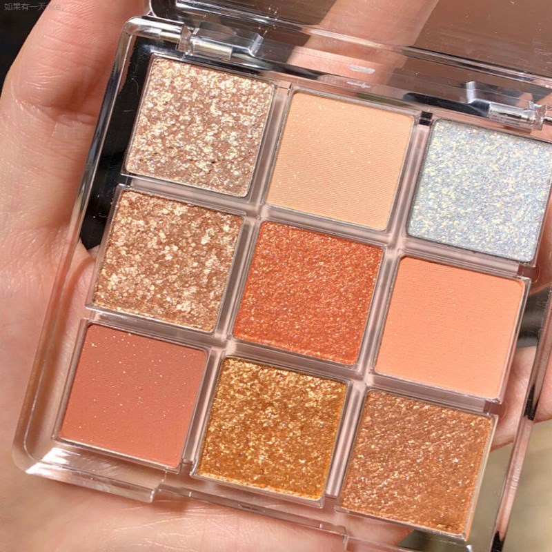 01落日晚霞眼影单色蓝色分装盘橘色闪粉奶茶色系闪闪九色眼影闪粉珠光