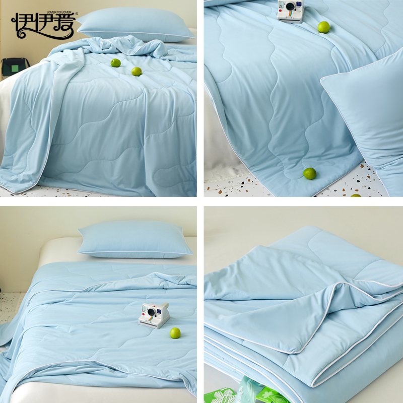 伊伊爱 双面撞色锦氨弹力大豆夏凉被高清大图