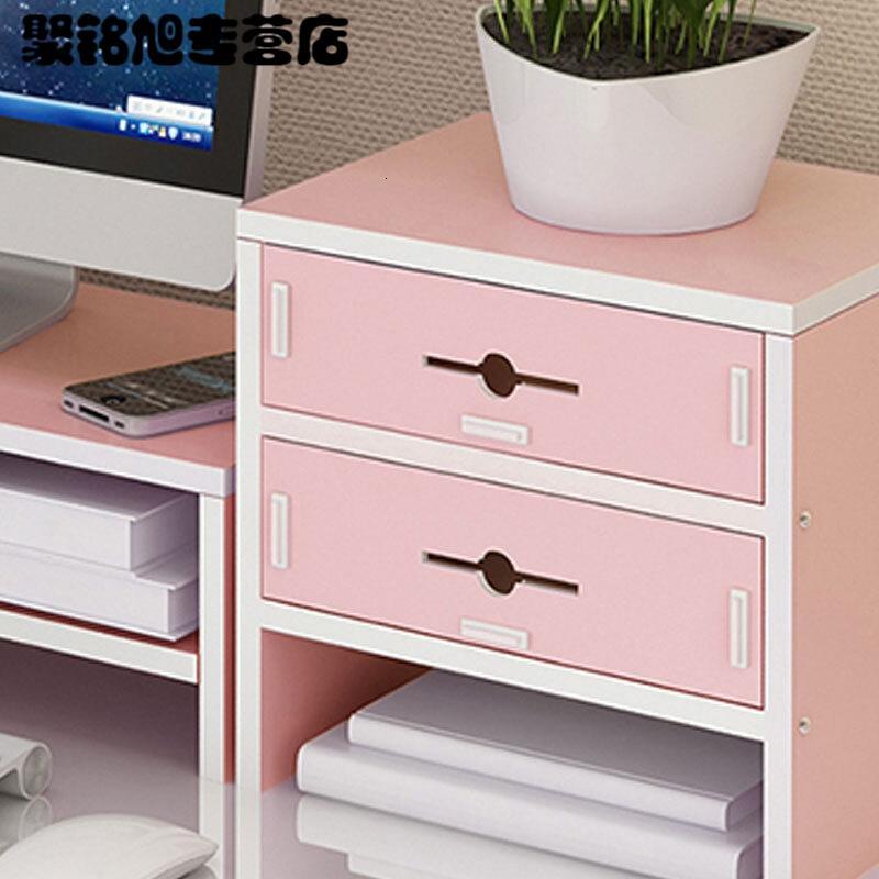 电脑显示器增高架带抽屉护颈液晶办公室台式桌面键盘收纳盒置物架简约?双层隔断+三层浅胡桃(1抽屉)