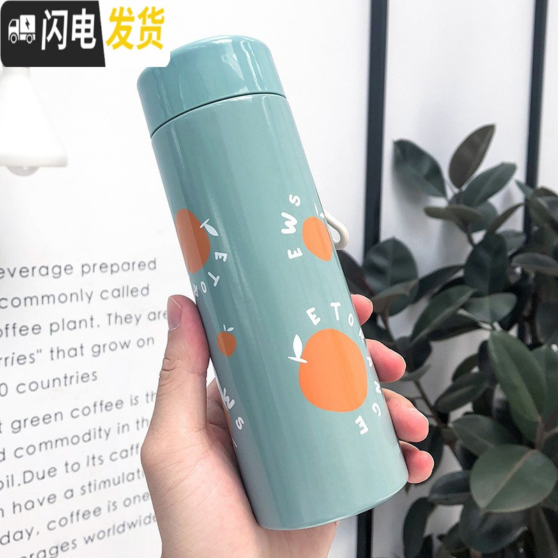 三维工匠便携手提初中生保温杯女 学生粉色水杯防摔不锈钢杯子少女心 大号蓝色330高清大图