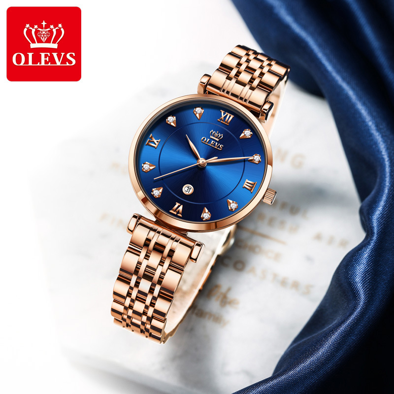 镶钻石英表新款玫瑰金ins风小众女士手表精钢防水时尚装饰腕表参数