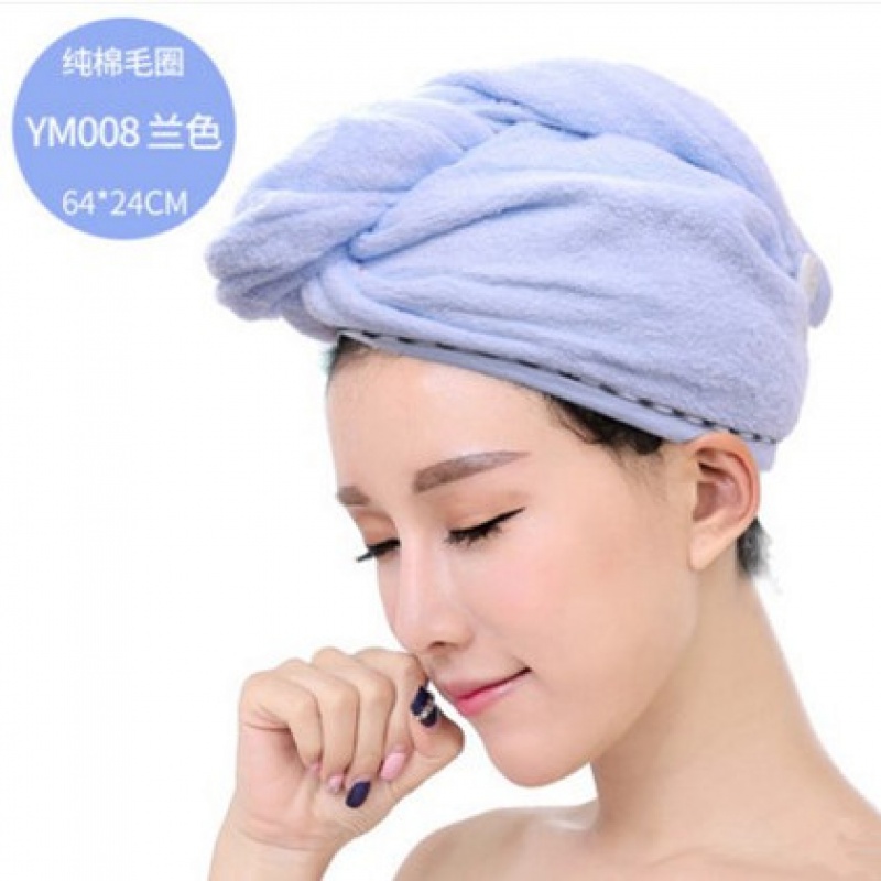 纯棉干发帽 女长发吸水干发巾包头巾洗头加厚浴帽擦头速干巾 三维工匠 YM084浅棕色高清大图