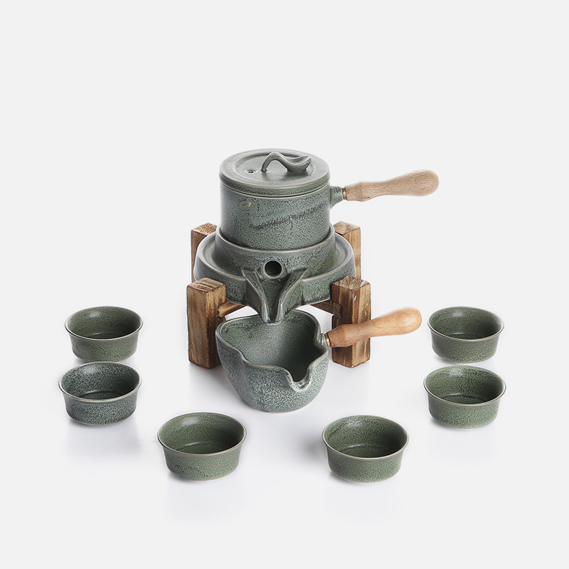 紫砂时来运转石磨茶具复古懒人功夫自动家用整套茶具推荐NEW生活日用家居器皿水具/水杯茶具水杯茶具茶杯水具