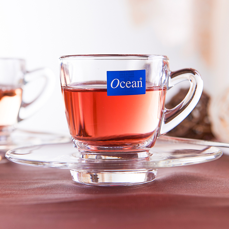 Ocean进口无铅玻璃透明浓缩咖啡杯杯碟套装70ML 1套