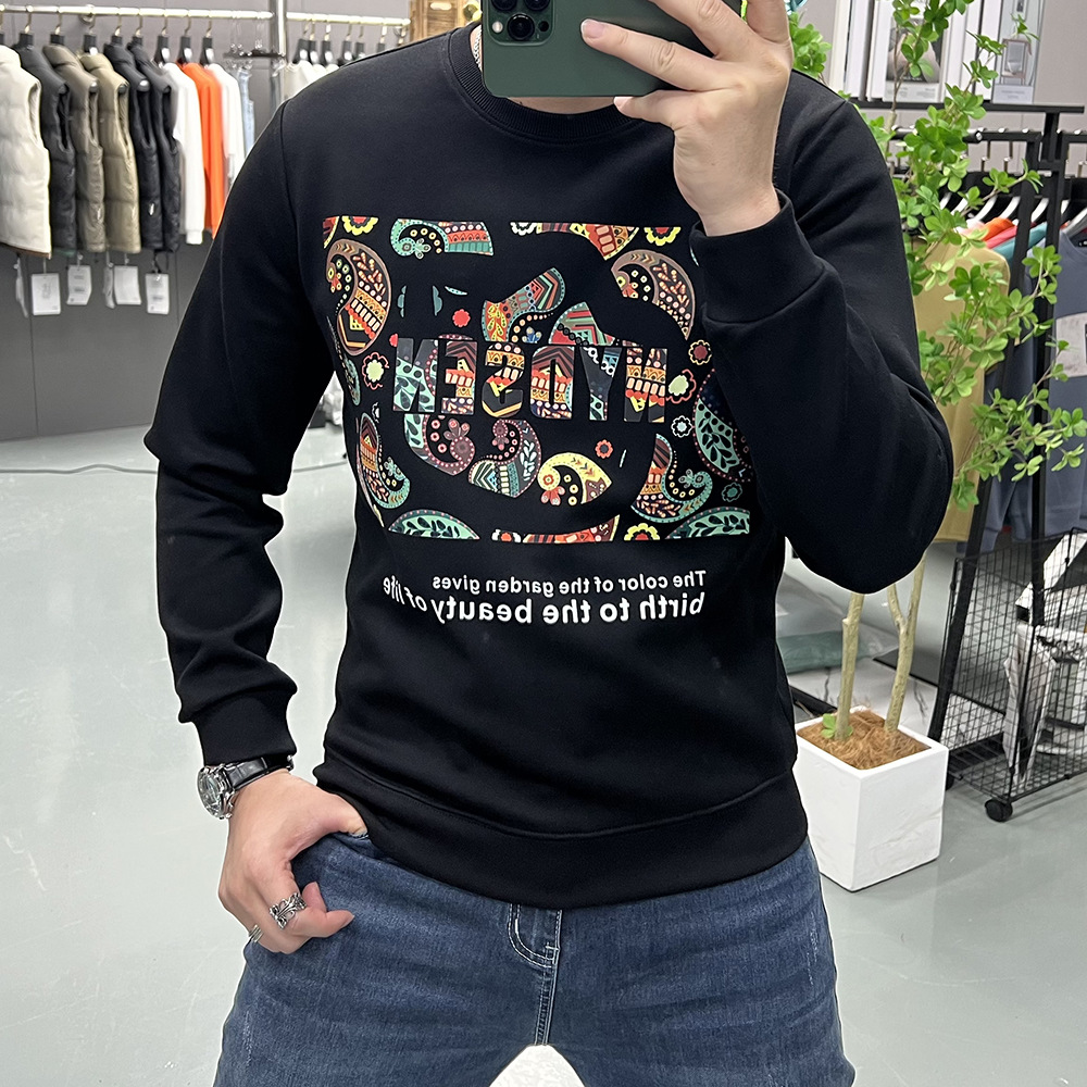 欧货长袖体恤男装打底衫卫衣印花时尚潮流字母圆领修身体恤衫上衣_72