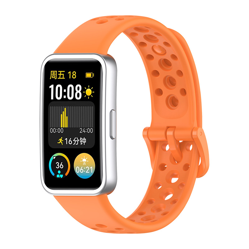 适用华为手环8/9/10表带nfc通用智能运动液态硅胶TPU透气防水表带高清大图