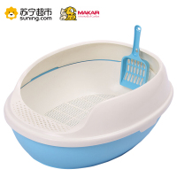 美卡(makar)膨润土型猫砂盆半封闭式三层猫厕所防外溅大猫幼猫适用 蓝色