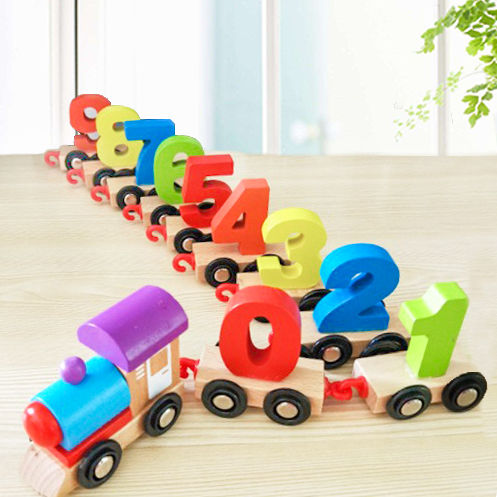儿童早教木制拼装拖拉智力积具车幼儿童木质数字小火车