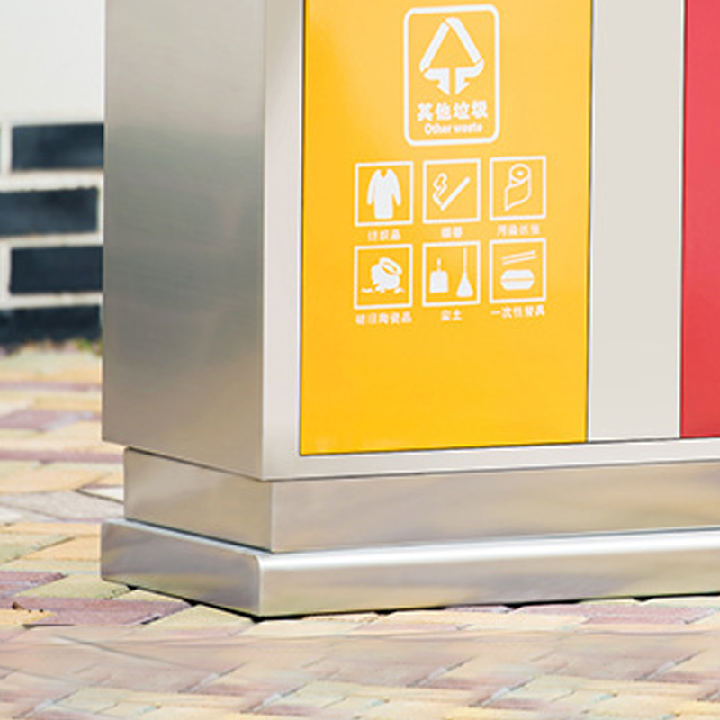 翌嘉 YJ4070414不锈钢分类垃圾箱公共场合环卫果皮箱户外垃圾桶 304不锈钢三分类永康桶高清大图