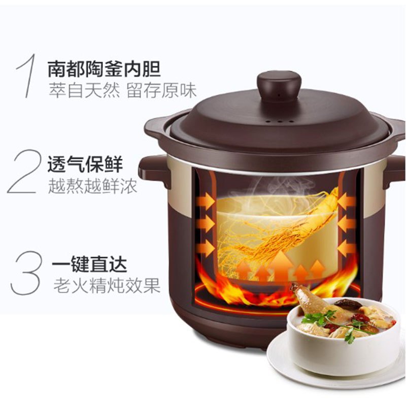 美的(Midea)电炖锅电炖盅养生锅南都陶釜内胆煲汤煮粥电砂锅紫砂锅家用预约全自动 4LWTGS401