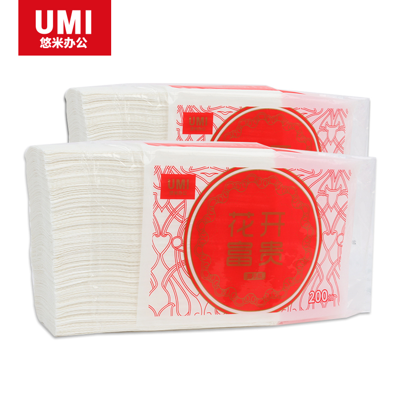 悠米(UMI)C06001W单层擦手纸 200抽 20包/箱(1箱装)高清大图