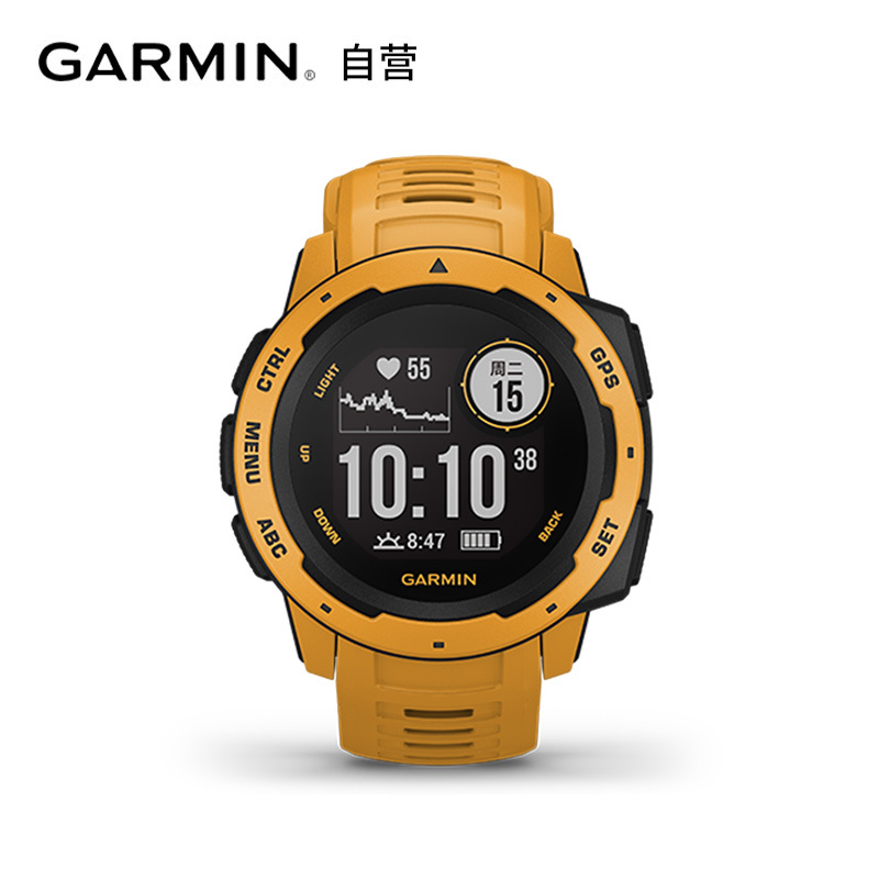 Garmin佳明instinct本能 户外冒险GPS多功能户外智能运动训练心率功能手表(旭日黄)