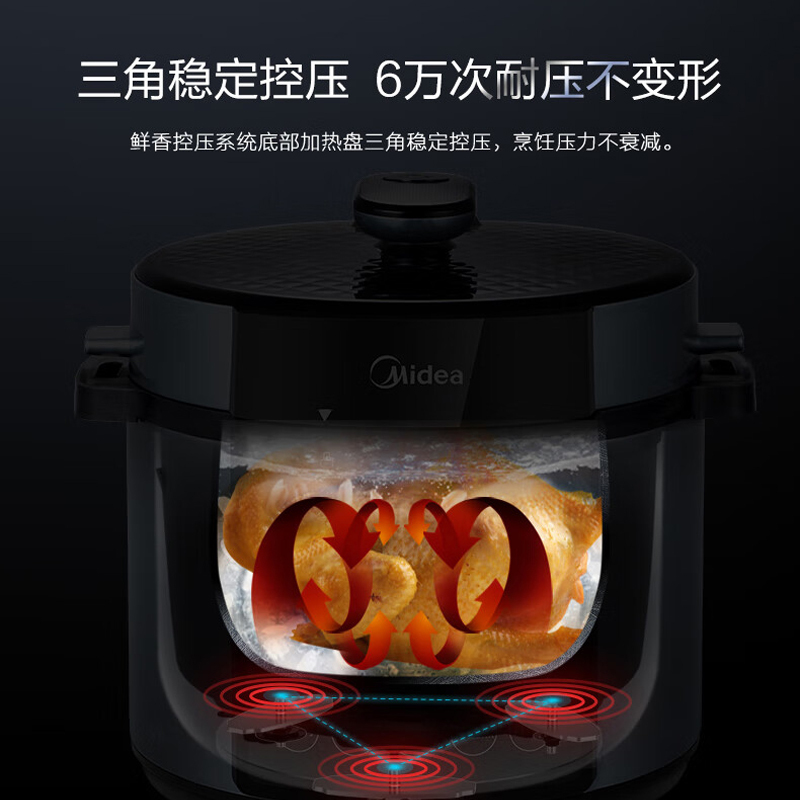 美的(Midea)电压力锅YL50Simple107一锅双胆家用智能预约电高压饭煲5L压力锅多功能智能电饭锅