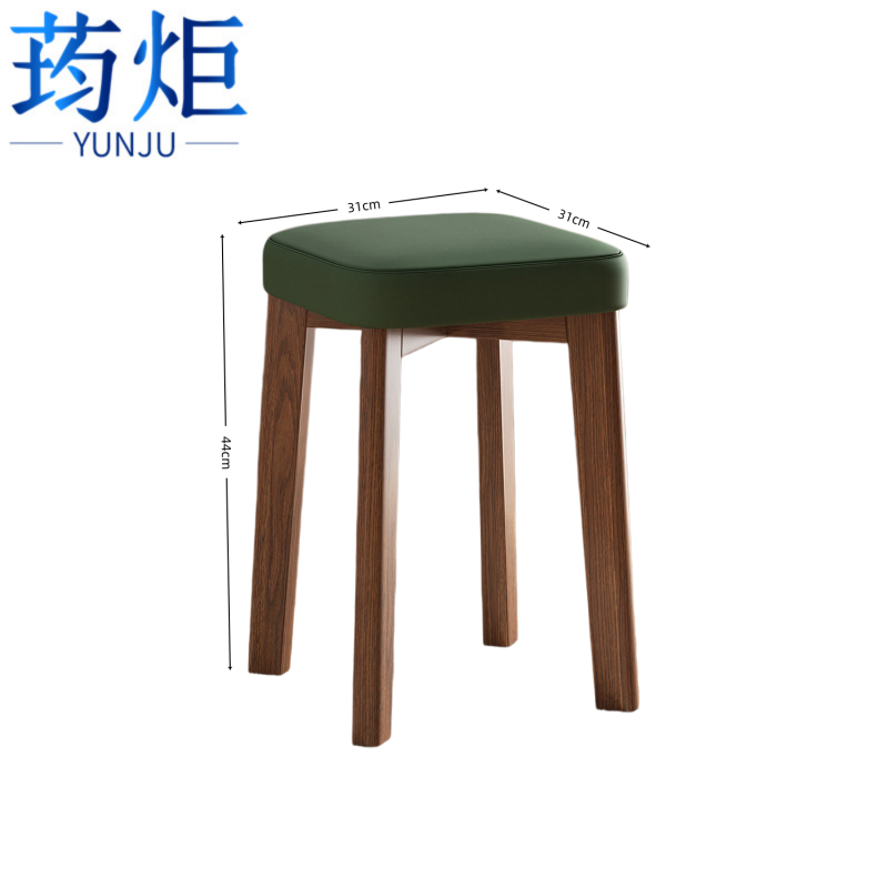荺炬凳子 胡桃色+墨绿个