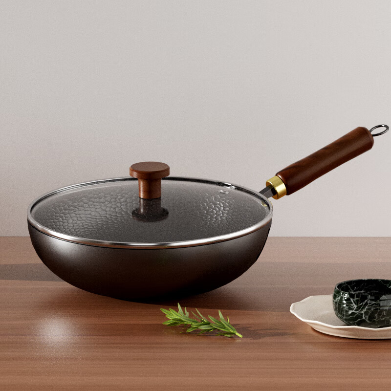 温仑山锤纹大铁锅32cm黑色A-VP-1CWCG01高效导热均匀受热耐用材质轻松清洁省时省力