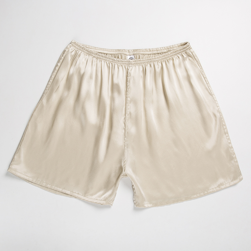 丝煌真丝睡裤男士100桑蚕丝平角裤居家夏季丝绸短裤