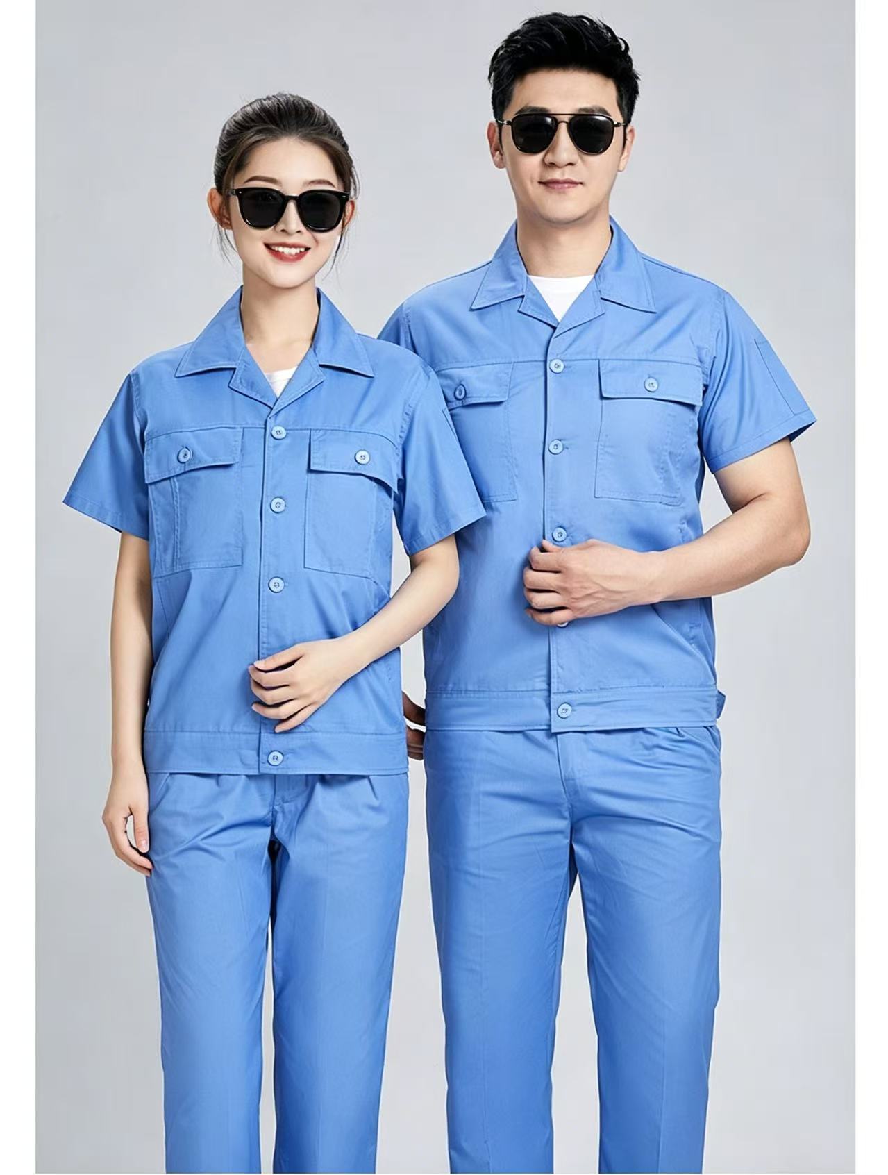 路安保夏季短袖工作服DM6082耐磨劳保工作服套高清大图