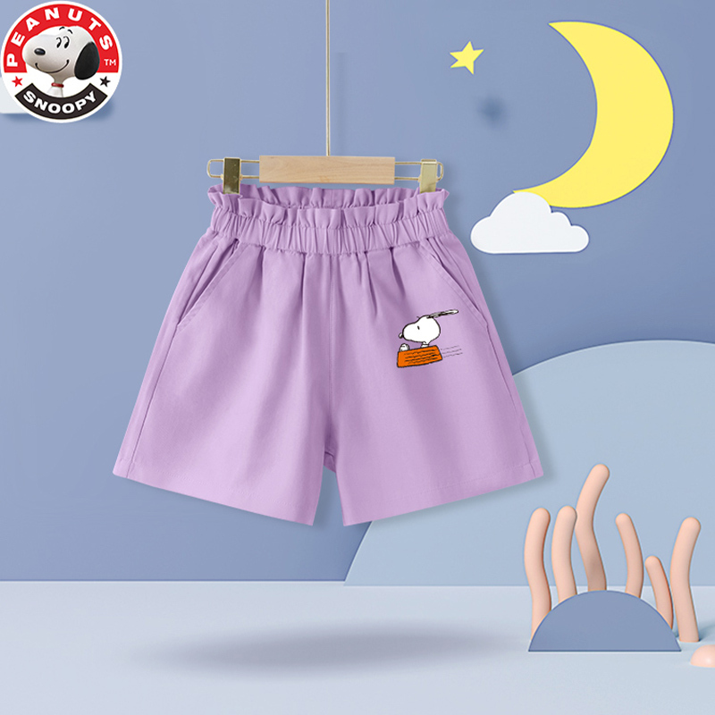 史努比(SNOOPY)儿童夏季短裤女童裤子纯棉宽松花苞腰女孩子休闲百搭外出裤23TV01