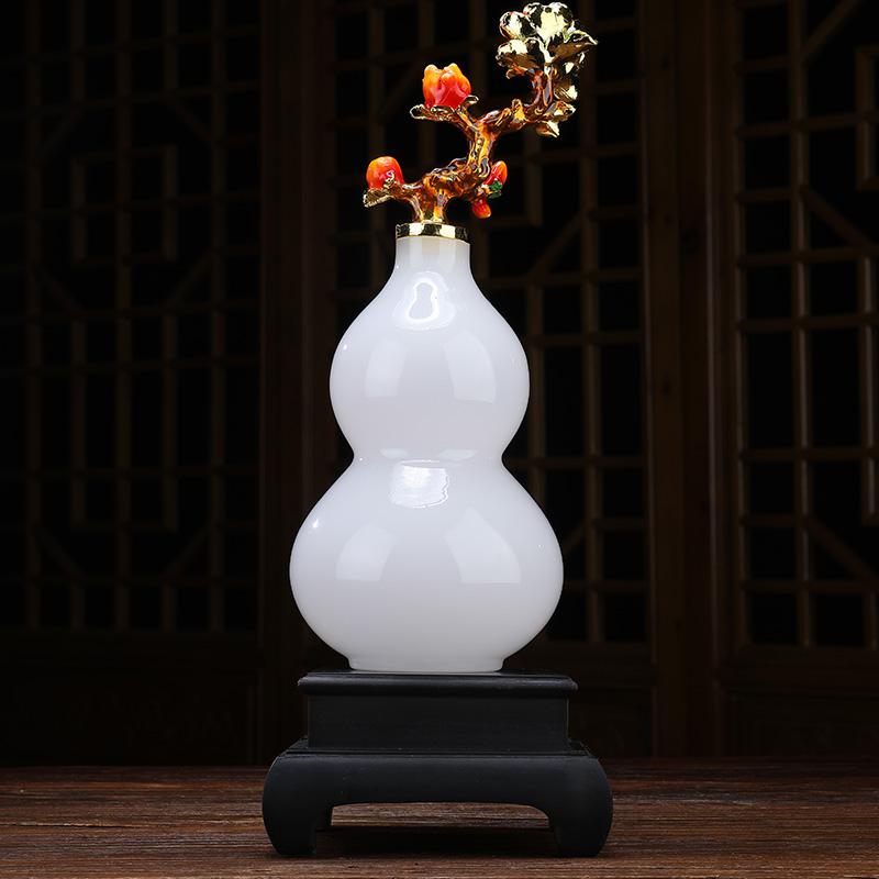 美帮汇玉石葫芦摆件一对白玉富贵平安厅隔断进玄关装饰品高清大图