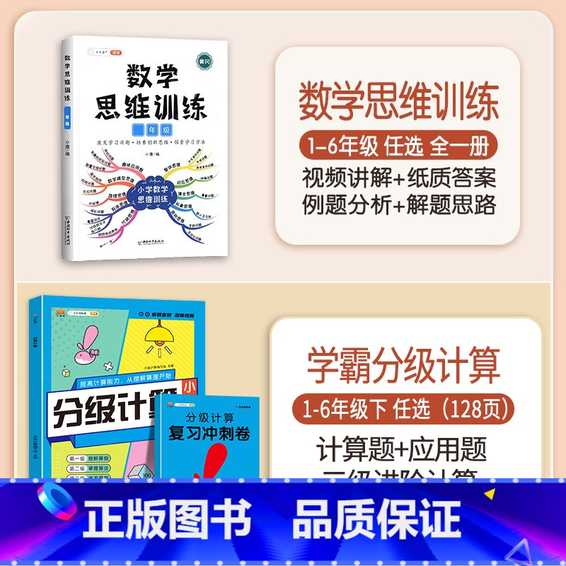 分级计算+数学思维训练(全一册) 二年级下 [正版]2023新版分级默写计算能手一年级二年级上册三四五六下册语文数学人教