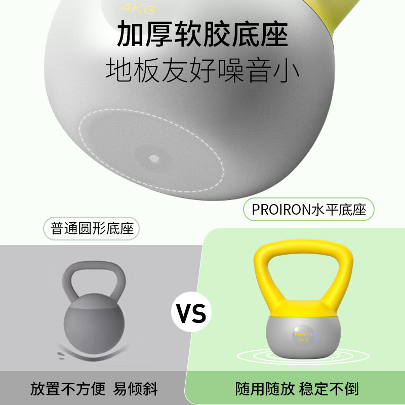PROIRON普力艾 软壶铃男女士软体软底壶铃健身器材壶铃提壶哑铃 30kg 2/4/6/8/10套装高清大图