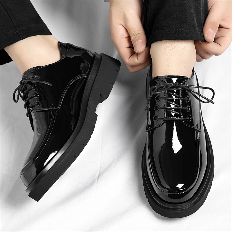 迪罗尼卡大码男鞋秋季透气商务休闲西装高级感增高黑色真皮新郎46码结婚鞋高清大图