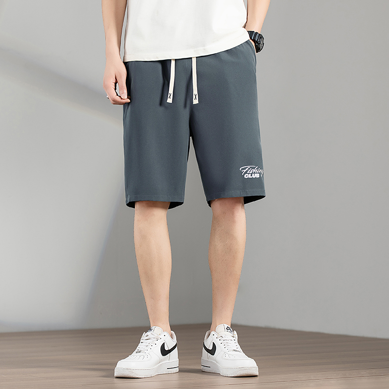 时尚休闲运动短裤男印花松紧宽松微弹男士五分裤速干潮流沙滩裤视频