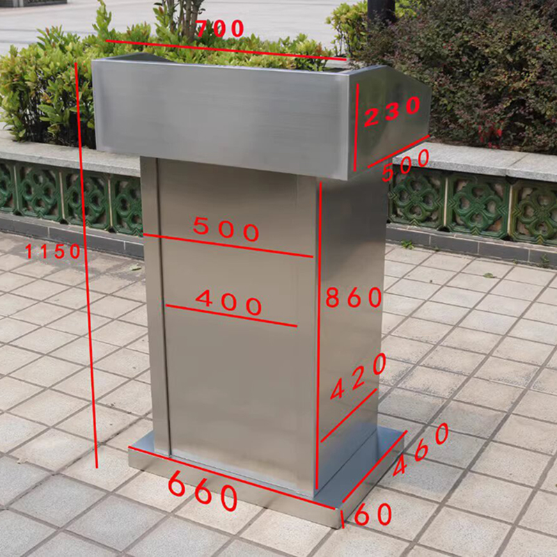 域赢 户外物业接待台迎宾登记台餐厅不锈钢演讲台 方正钛金 拆装高清大图