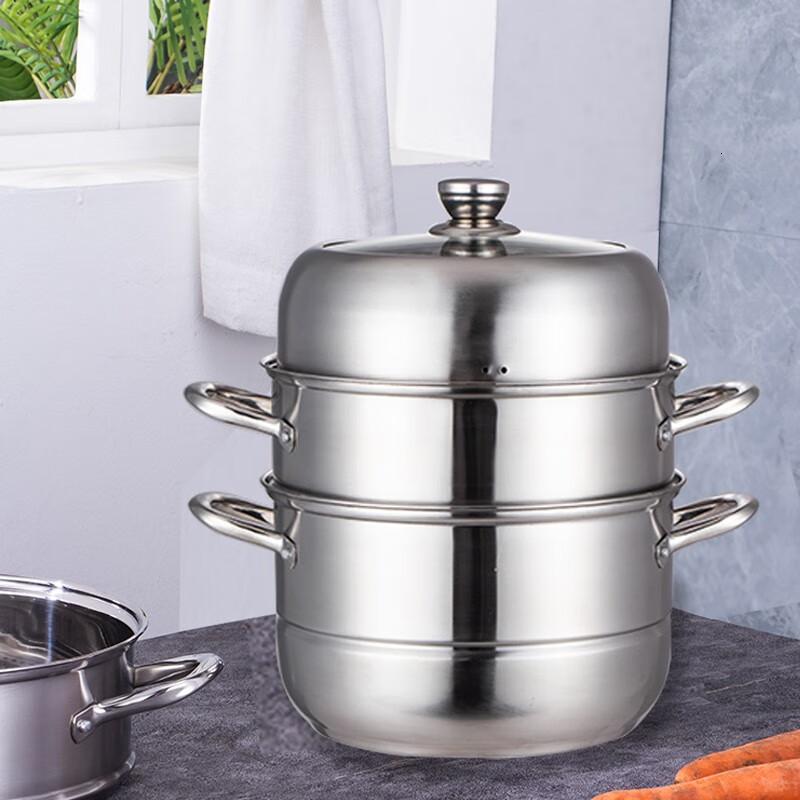 乐仕菲斯(RSFH)蒸锅不锈钢锅三层蒸锅蒸馒头煲汤30CM电磁炉燃气通用RS3004
