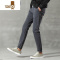 YANXU直筒休闲裤子男士夏季修身小脚裤弹力男裤款西裤休闲长裤