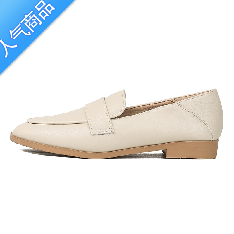 SUNTEK小皮鞋女英伦风春秋新款黑色加绒鞋工作鞋百搭平底单鞋乐福鞋