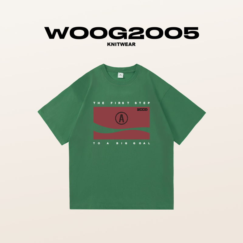 WOOG2005字母印花100纯棉短袖ins潮牌2022年夏季新款打底衫纯色t