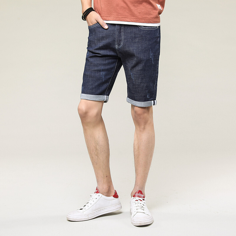 夏季薄款牛仔短裤男式5五分裤休闲中裤男士牛仔裤子男潮马裤弹力jyl