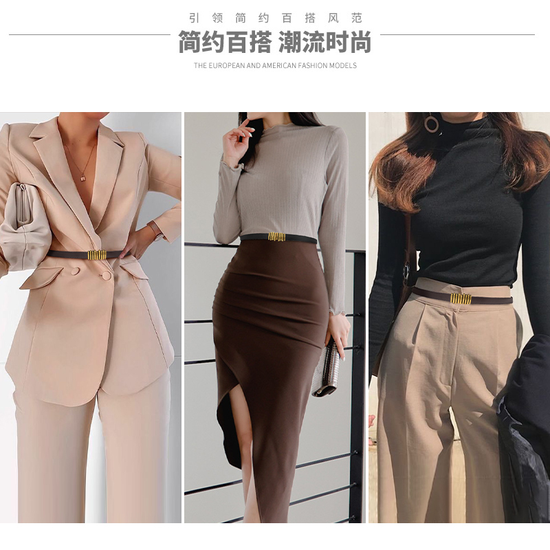 盛世尼曼皮细腰带女士配大衣时尚百搭收腰黑色皮带装饰毛衣连衣裙子西装