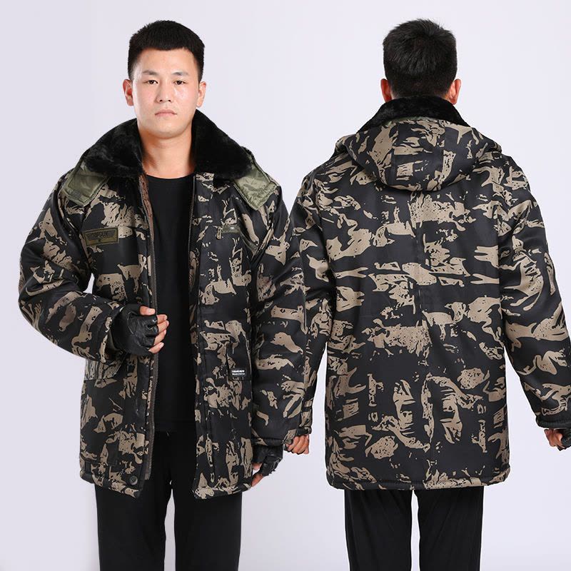 冬季迷彩棉服大衣加绒加厚劳保干活工地男士工装工作服棉大衣外套莎丞图片