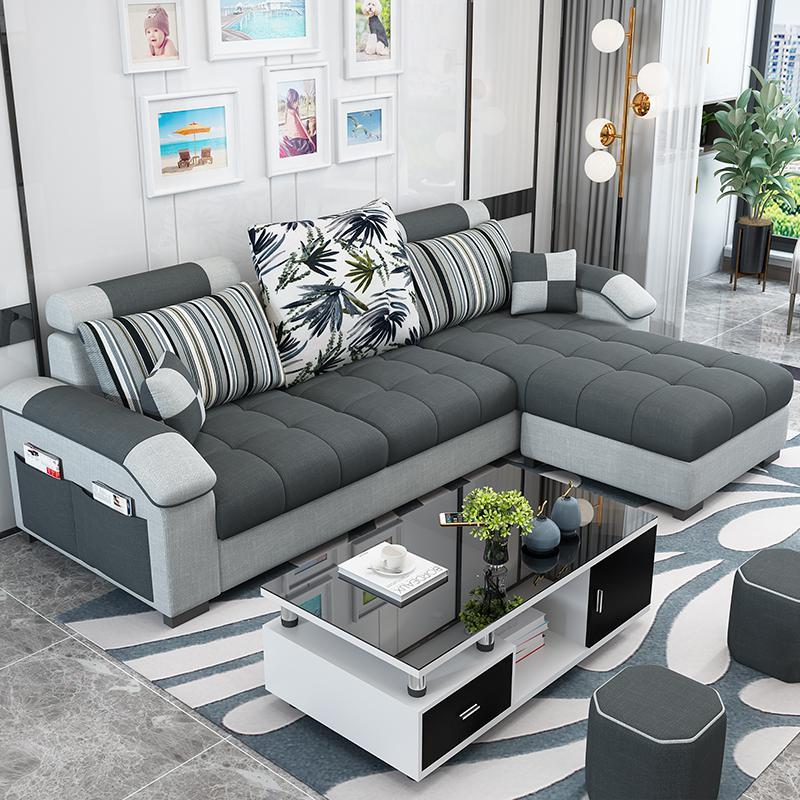 简约现代布艺沙发小户型三人闪电客客厅整装拆洗家具布沙发租房组合