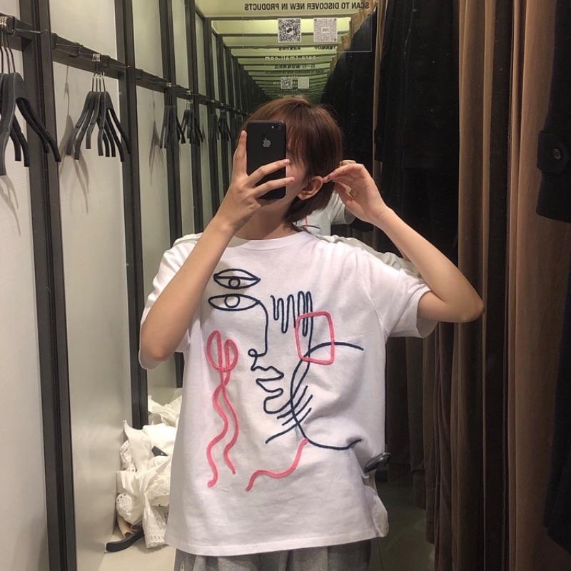UTAT ZARA春季款卡通女孩图案刺绣短袖T恤女00085309250 0085309 白色 S